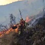 MINISTRO DE DEFENSA SOBREVUELA ZONA DEL INCENDIO EN TARIJA