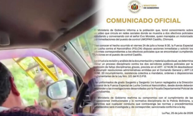 ACTIVAN PROCESO DISCIPLINARIO A POLICÍAS QUE CHARLARON CON EVO