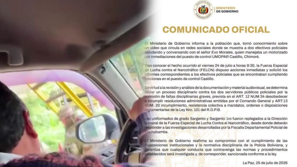 ACTIVAN PROCESO DISCIPLINARIO A POLICÍAS QUE CHARLARON CON EVO