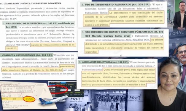 LARA DENUNCIA A HERMANA DEL PRESIDENTE DE LA ADUANA POR PRESUNTO ASCENSO CON TÍTULO FALSO EN BOA