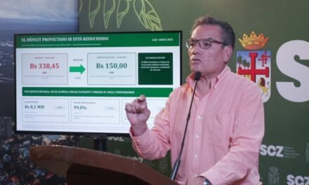 SANTA CRUZ BAJA SU DÉFICIT DE BS 338 MILLONES A BS 150 MILLONES EN DOS MESES